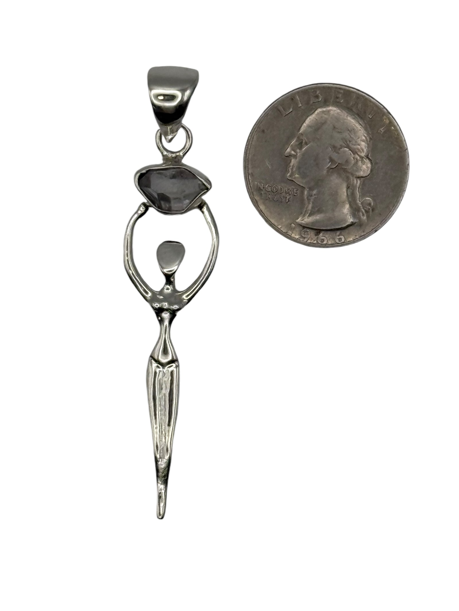 Sterling Silver Herkimer Diamond Goddess Pendant