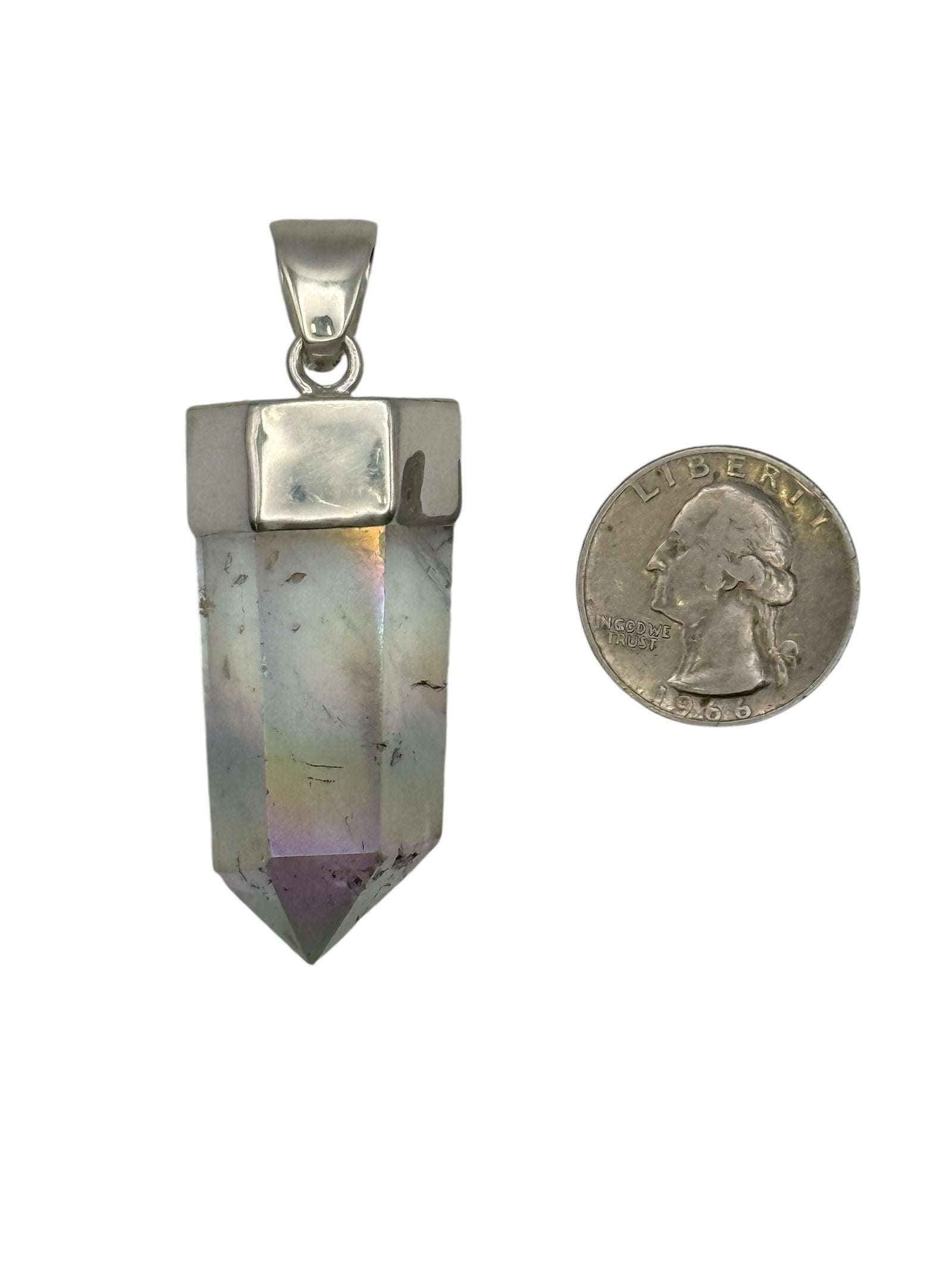 Sterling Aura Quartz Point Pendant