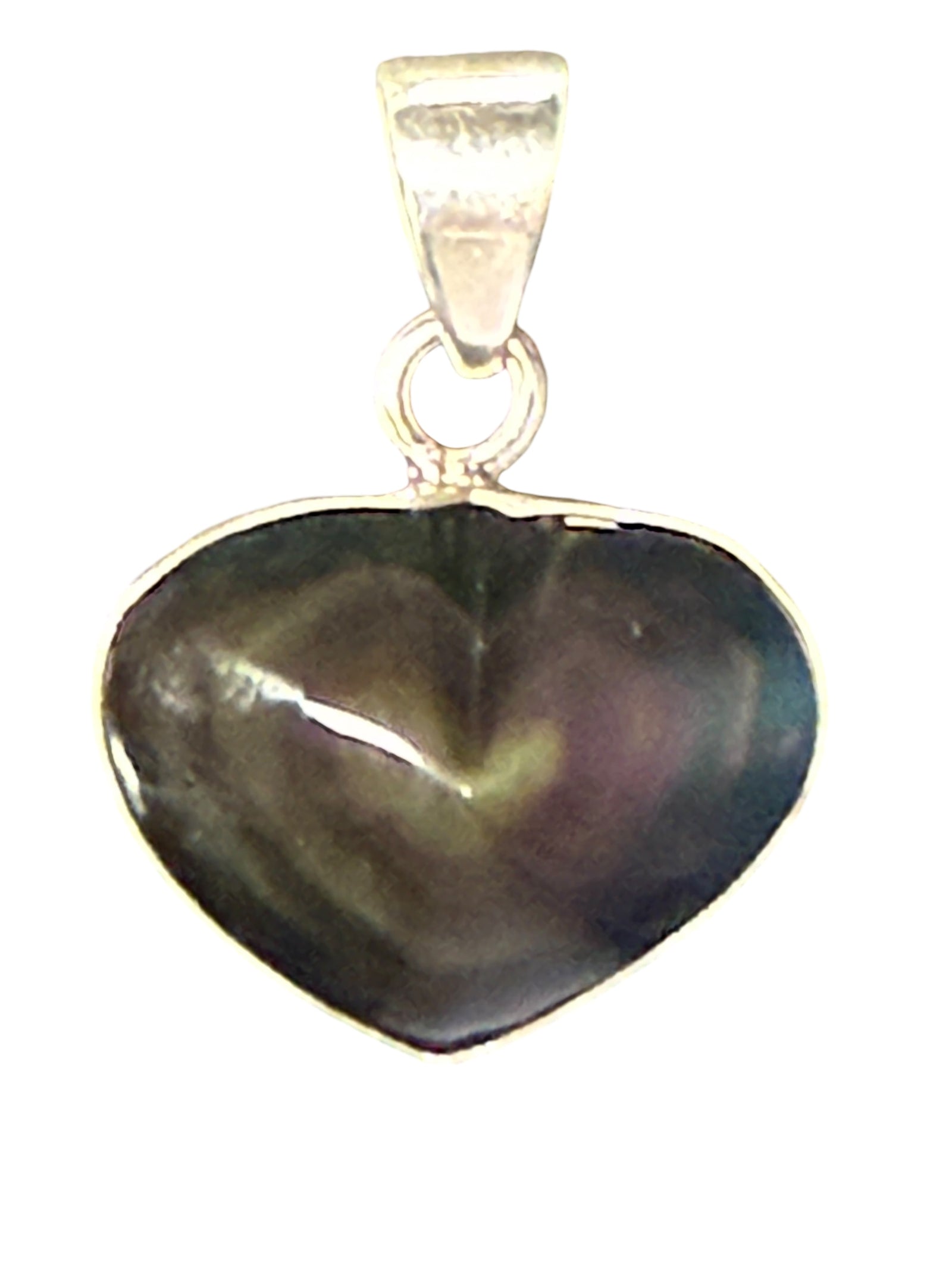 Sterling Rainbow Obsidian Heart Pendant