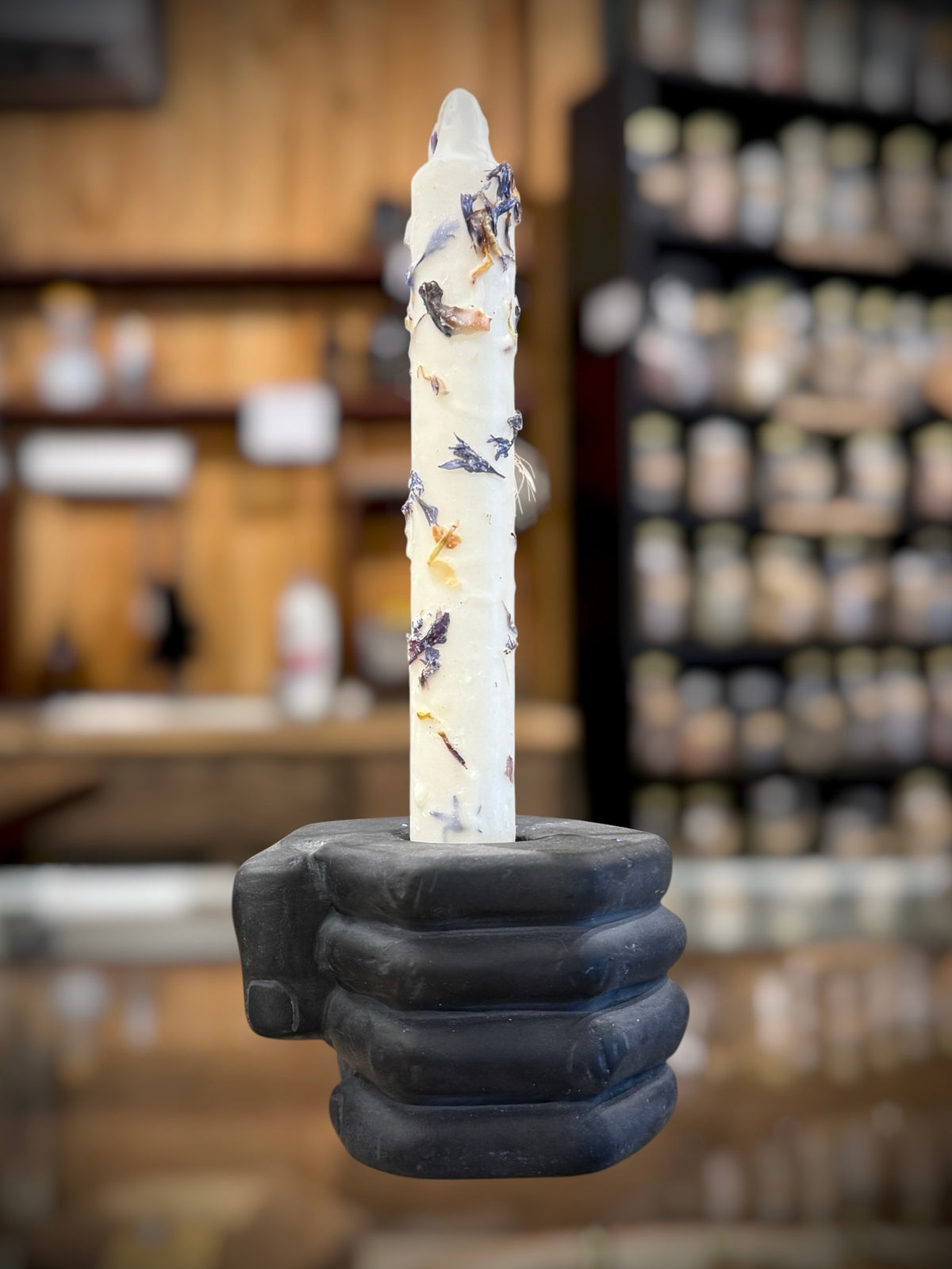 Black Obsidian Fist Candle Holder