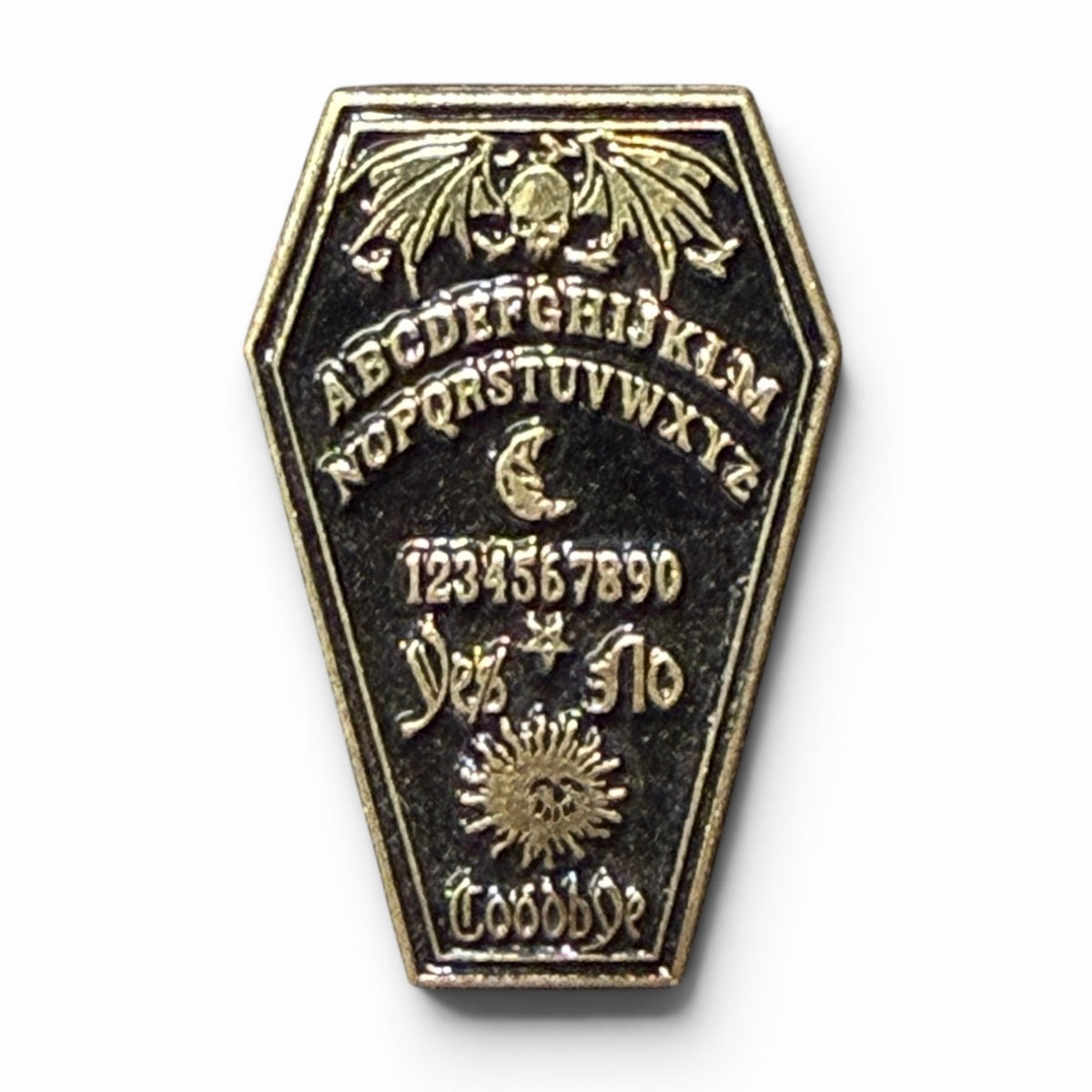 Spirit Board Coffin Enamel Pin