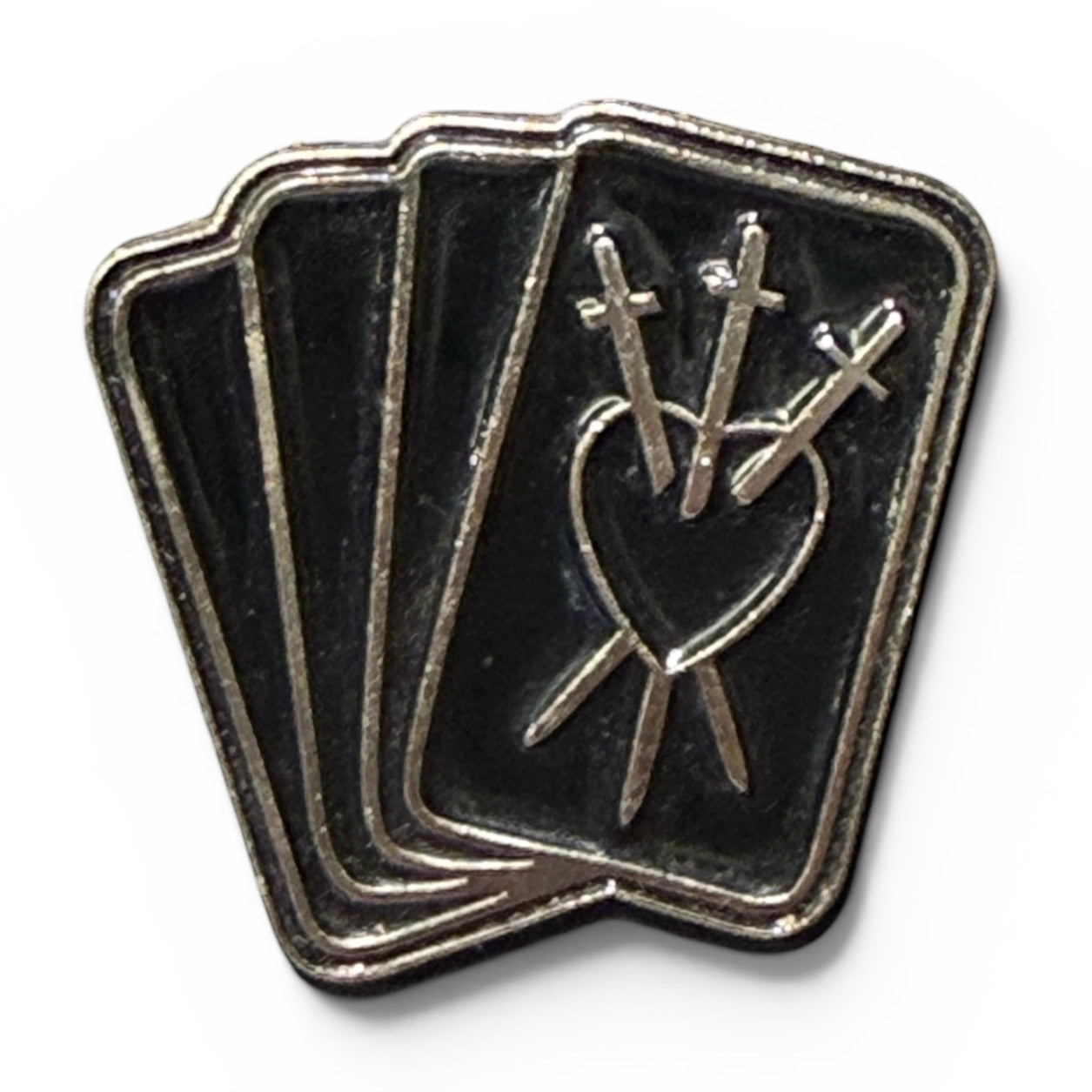 Three of Swords Tarot Card Enamel Pin