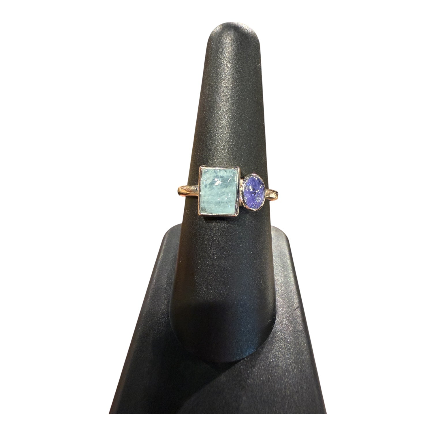 Rectangle and Oval Crystal Sterling Silver Rings