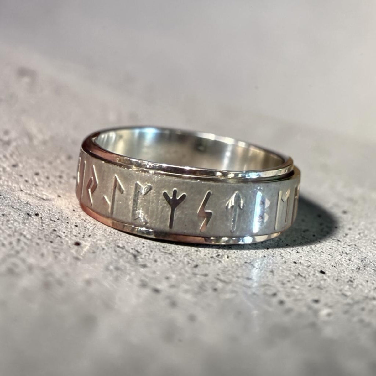 Futhark Runes Spinner Stainless Steel Ring