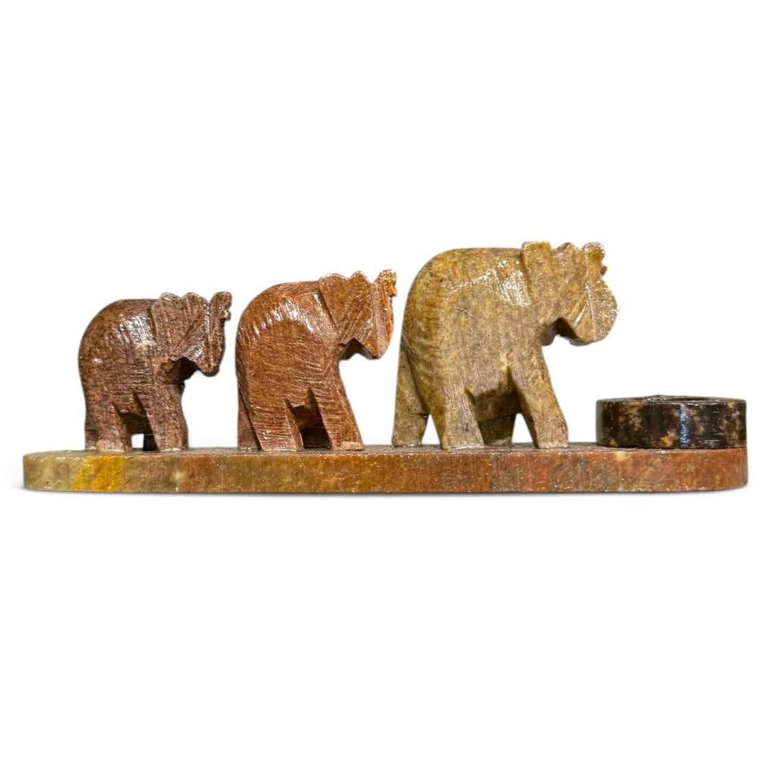 3 Elephant Soapstone Incense Burner