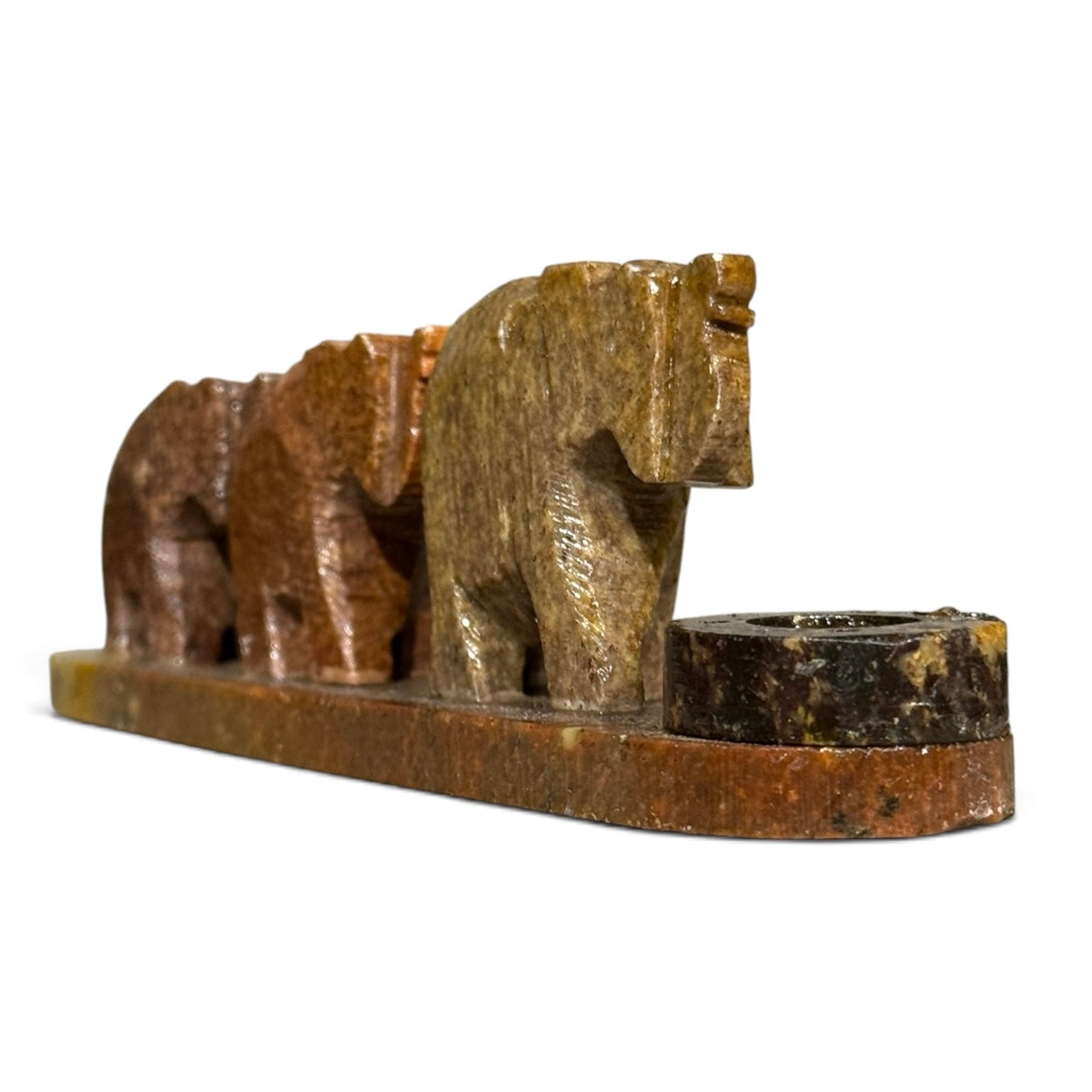 3 Elephant Soapstone Incense Burner