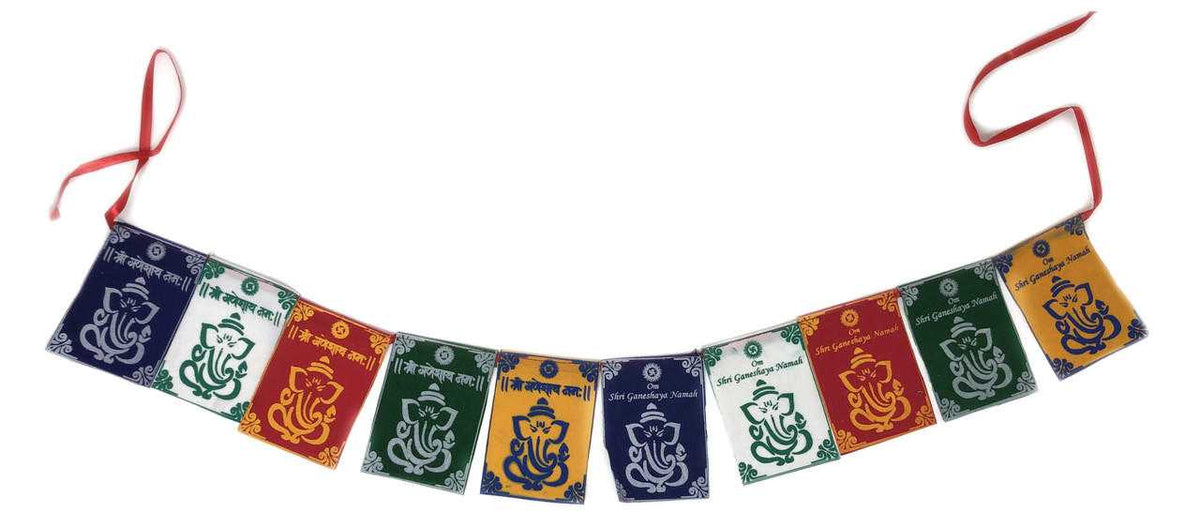 Prayer Flag Divya Mantra Om Shree Ganeshaya Namah, approx. 4&quot;x3&quot;