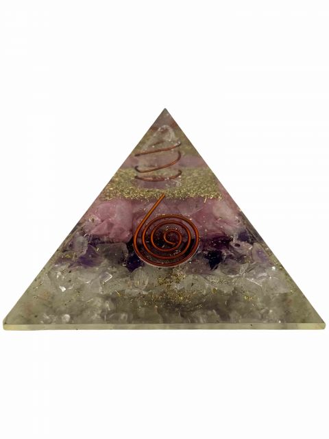 Orgone Pyramid Rose Quartz, amethyst, Clear Quartz
