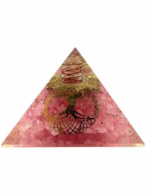 Orgone Pyramid Rose Quartz w/ Tree of Life