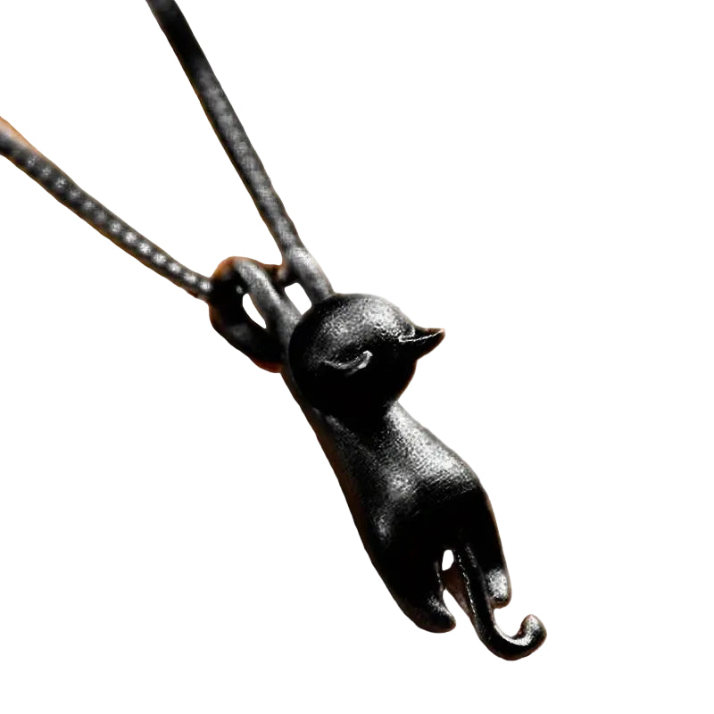 Black -Toned Kitten Necklace