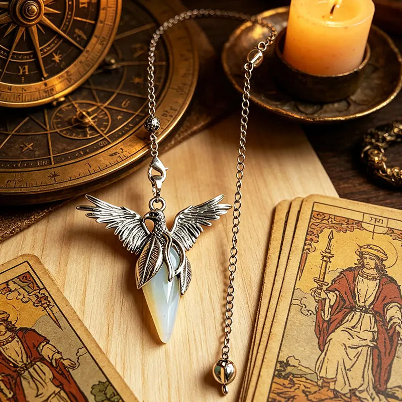 Faceted Crystal Pendulum with Phoenix