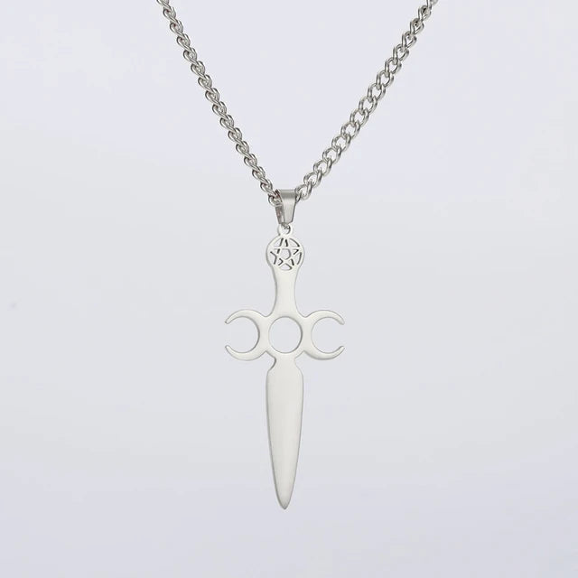 Triple Moon Goddess Necklace Stainless Steel