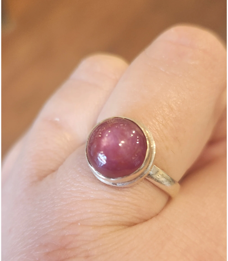 Star Ruby Sterling Silver Circular Ring