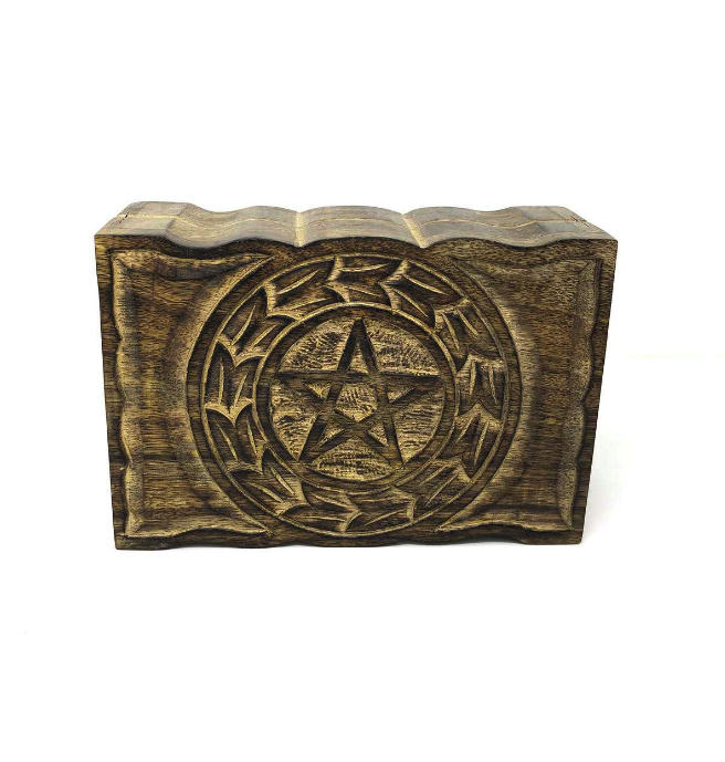 Wooden Handicraft Storage Box Pentacle 6x9