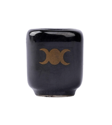 Black Ceramic Chime/Spell Candle Holder with design