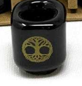 Black Ceramic Chime/Spell Candle Holder with design