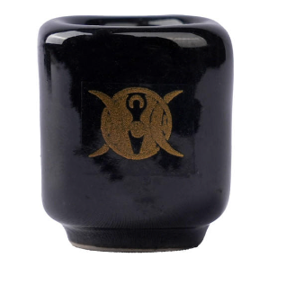 Black Ceramic Chime/Spell Candle Holder with design