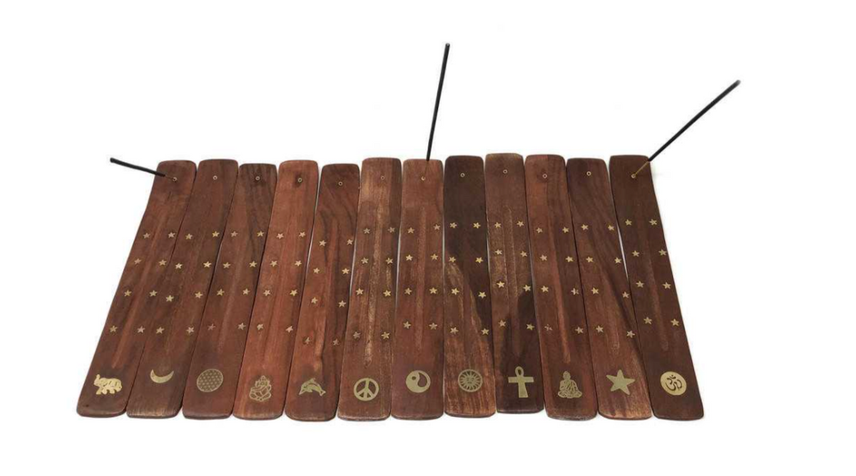 10&quot; Wood Incense Burner with Inlay