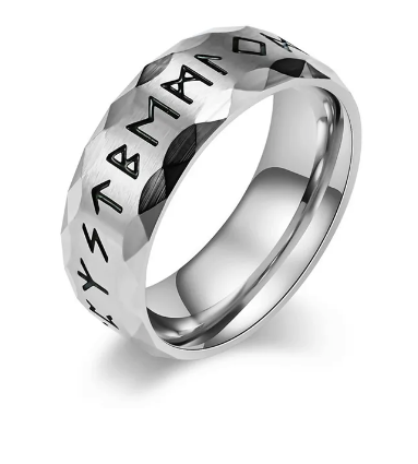 Futhark Runes Band Stainless Steel Ring