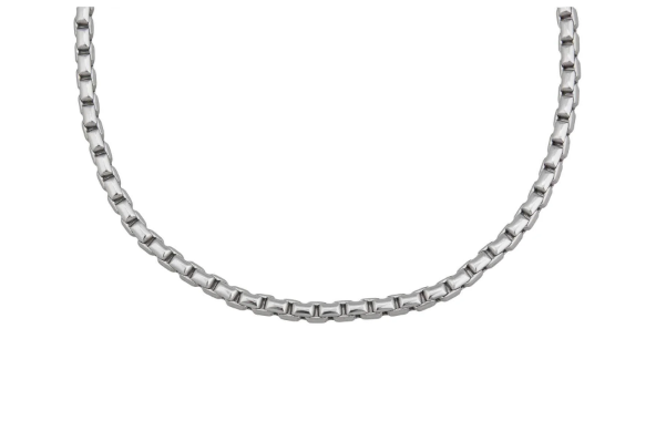 Silver-Tone, Lacquered Base Metal Necklace Box Thick Chain