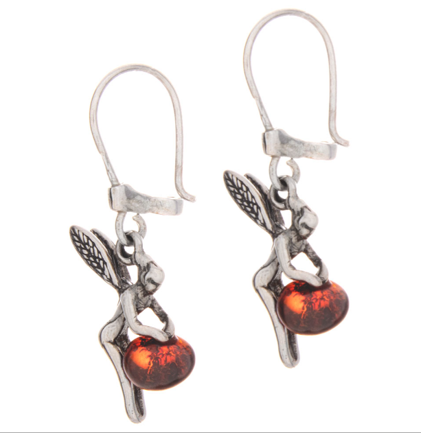 Amber Sterling Silver Fairies Earrings