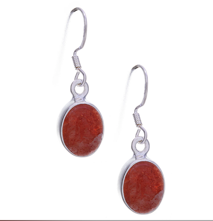 Sunstone Sterling Silver Oval Earrings
