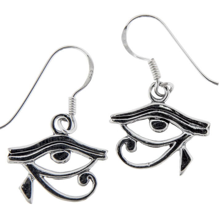 Sterling Silver Eye of Horus Earrings