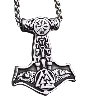 Mjolnir Necklace with Valknut