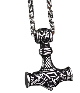 Mjolnir Necklace On Silver Tone Chain