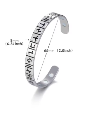 Futhark Runes Cuff Bracelet