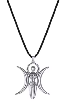 Triple Moon Goddess on Cord Necklace