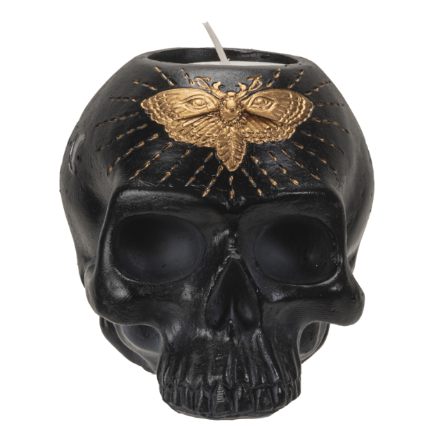 Black Skull Candle Holder