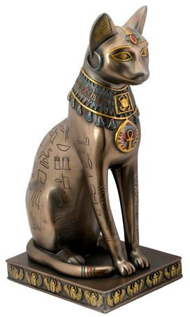 Golden Bastet Seated Cat Statue