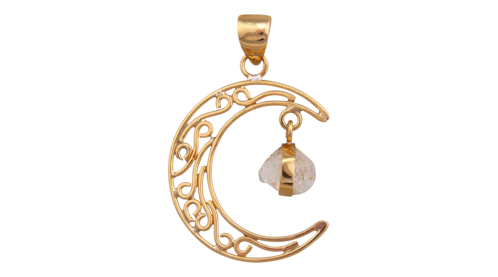 Alchemia Gold Moon with Herkimer Diamond Pendant