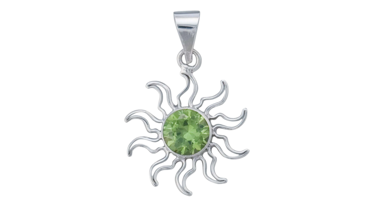Sterling Silver Peridot (lab created) Sun Pendant