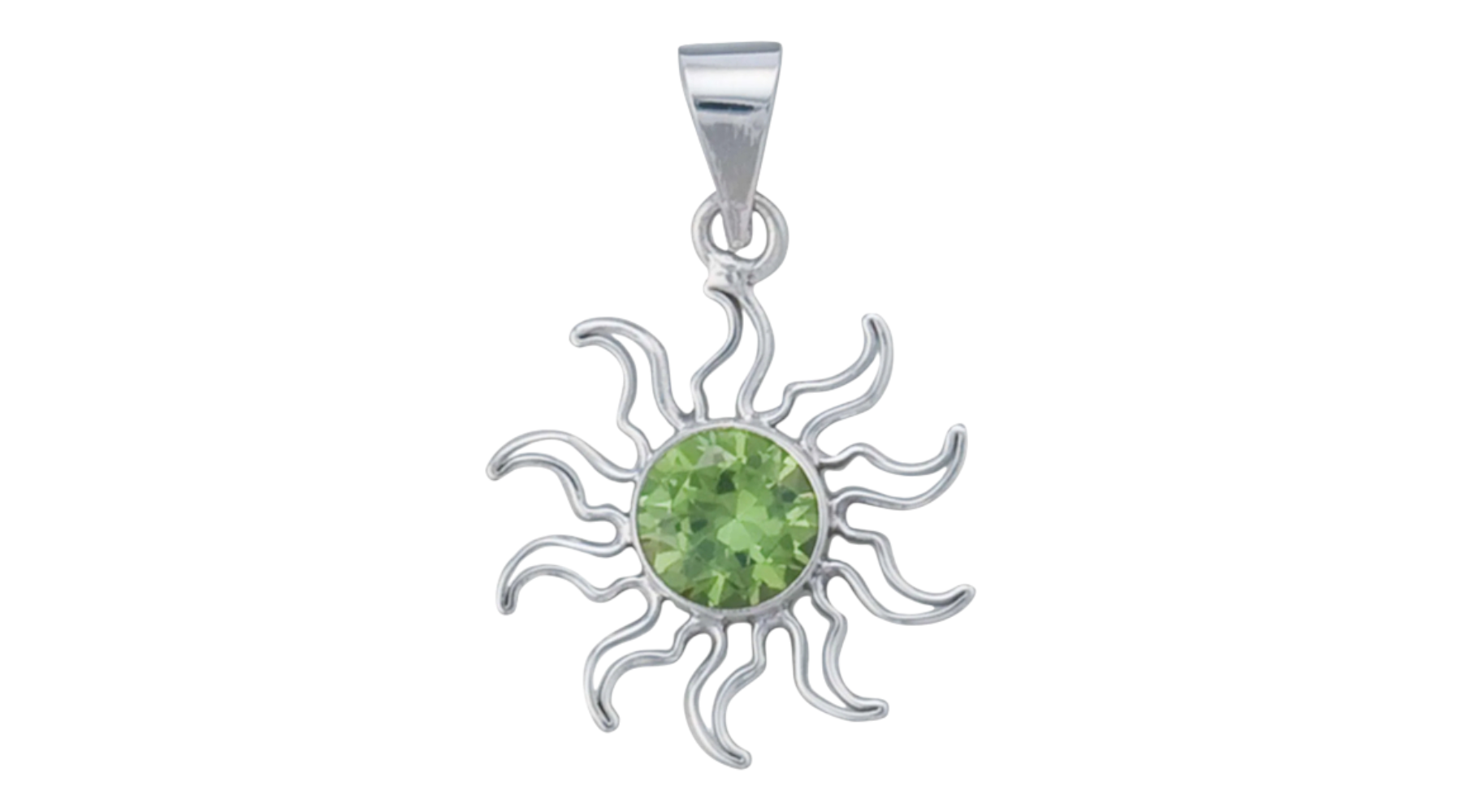 Sterling Silver Peridot (lab created) Sun Pendant