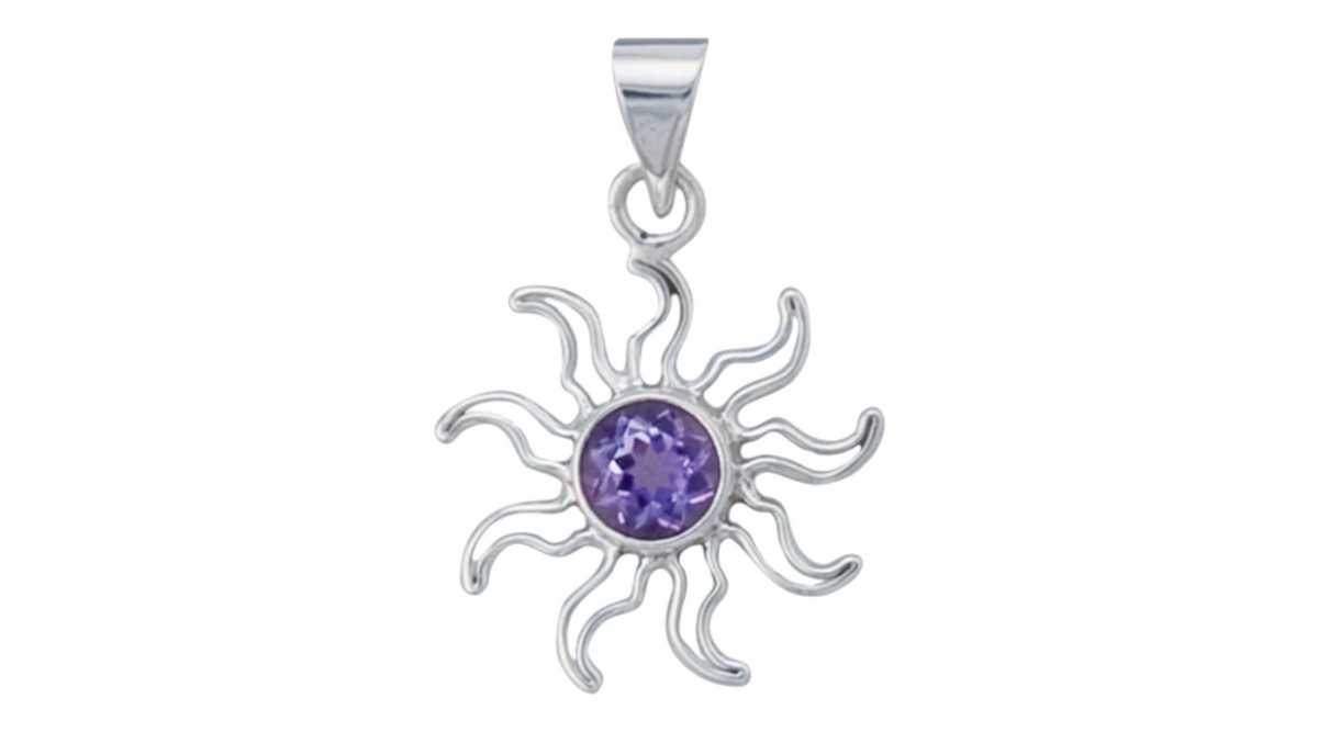 Sterling Silver Amethyst Sun Pendant