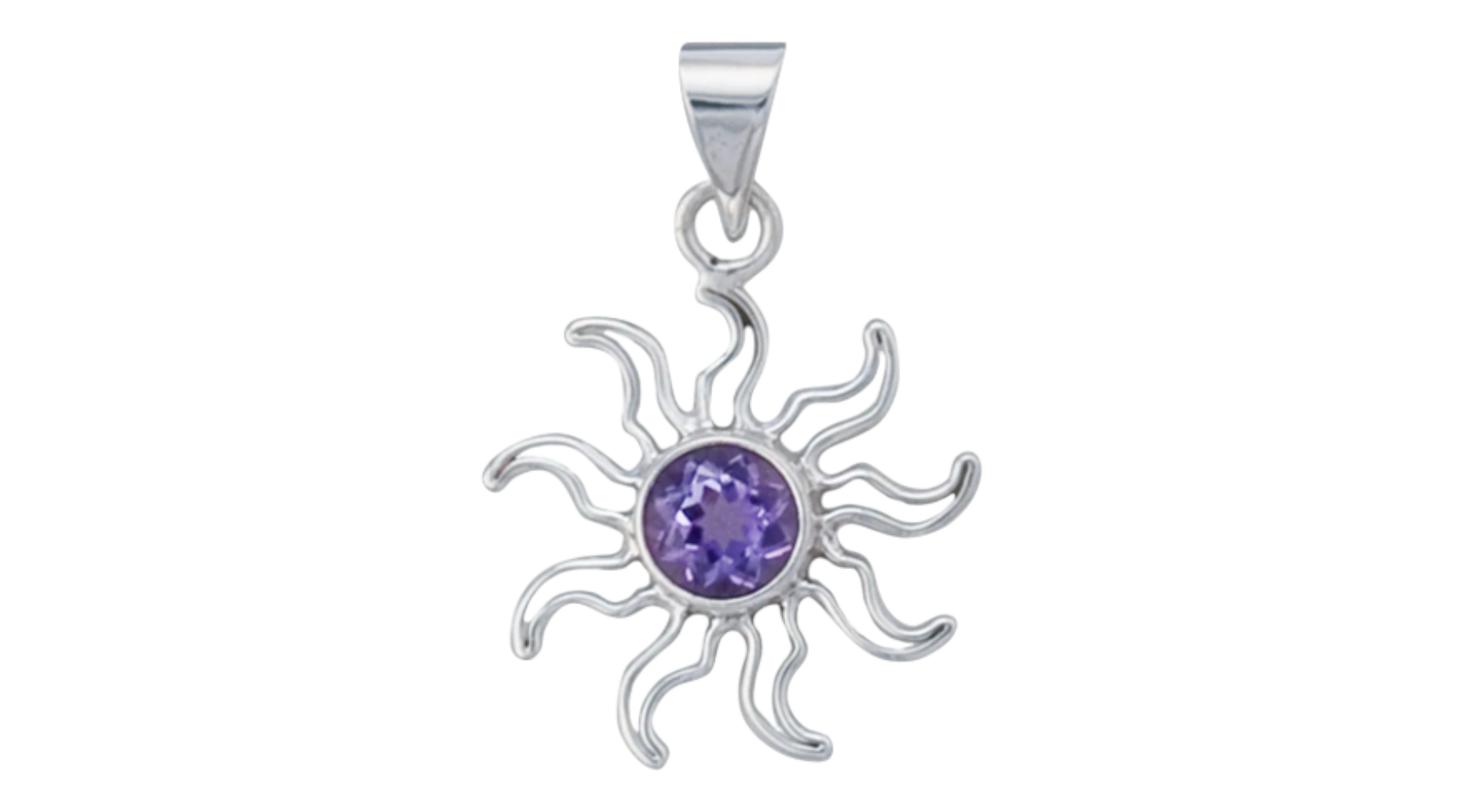 Sterling Silver Amethyst Sun Pendant