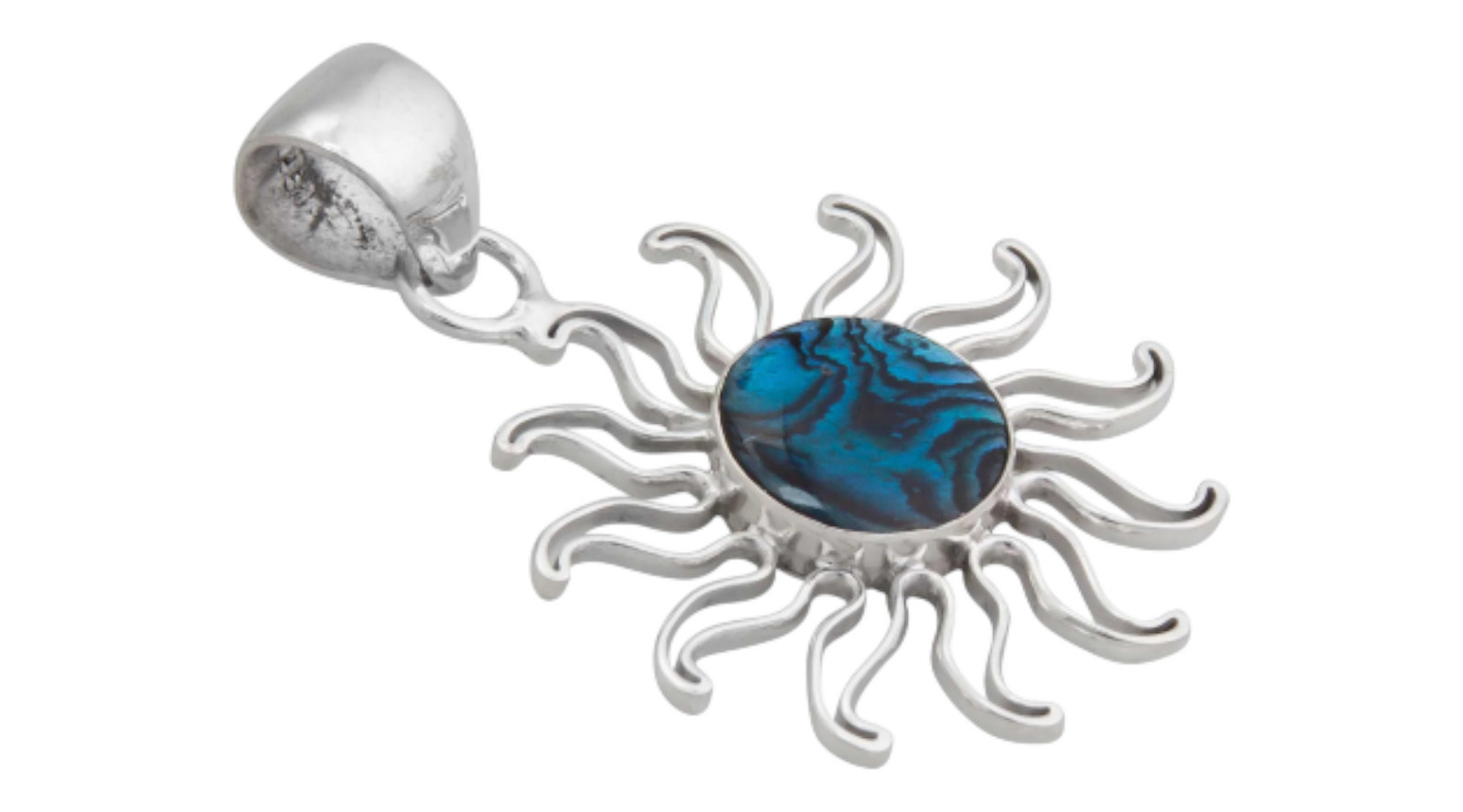 Sterling Silver Blue Abalone Sun Pendant