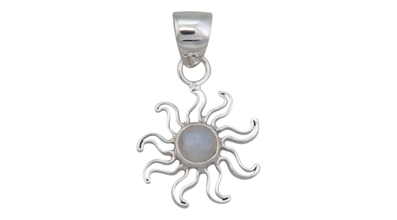 Sterling Silver Moonstone Sun Pendant
