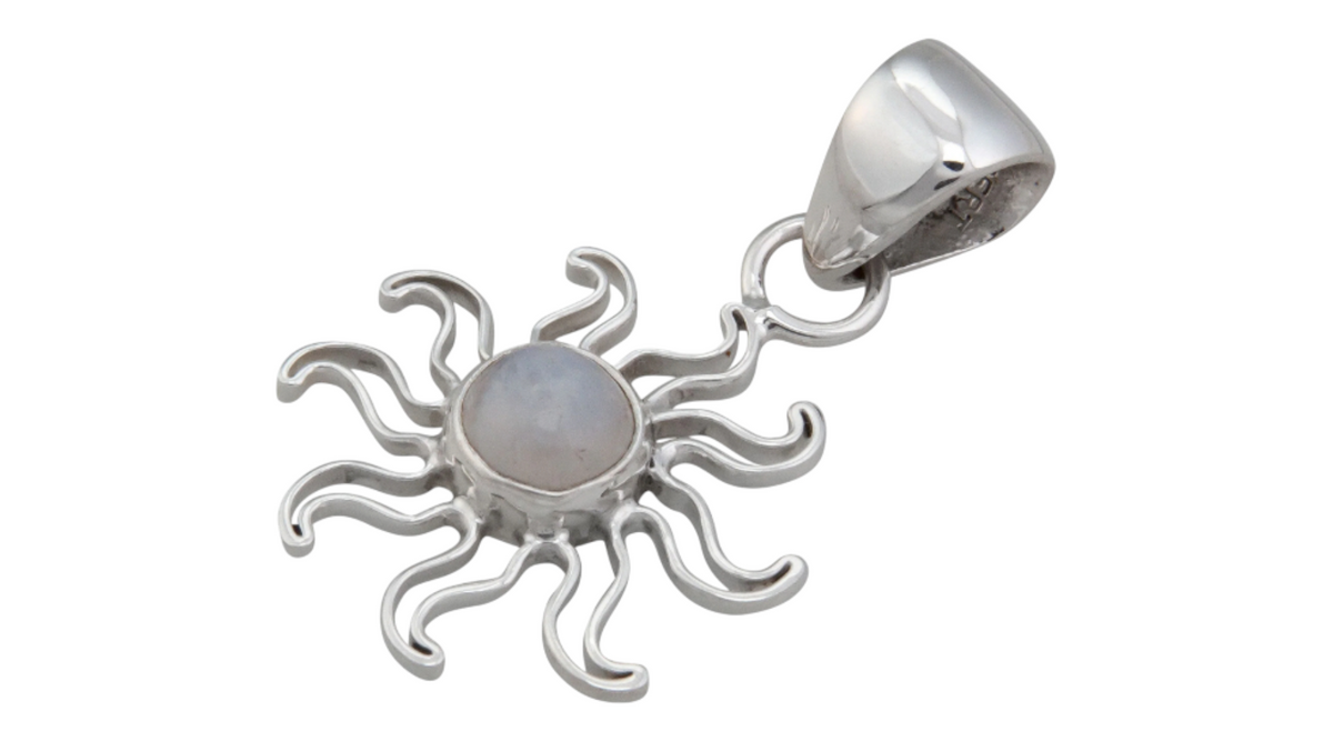 Sterling Silver Moonstone Sun Pendant
