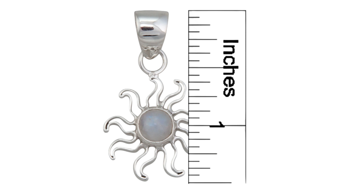 Sterling Silver Moonstone Sun Pendant