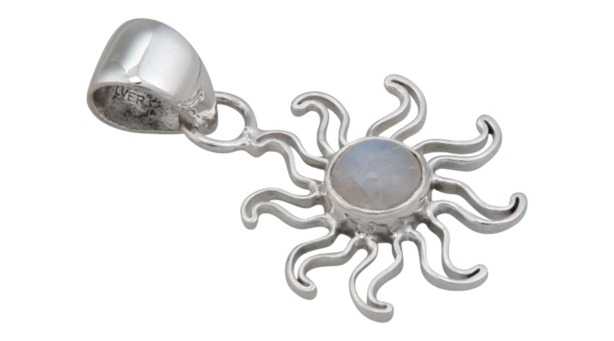 Sterling Silver Moonstone Sun Pendant