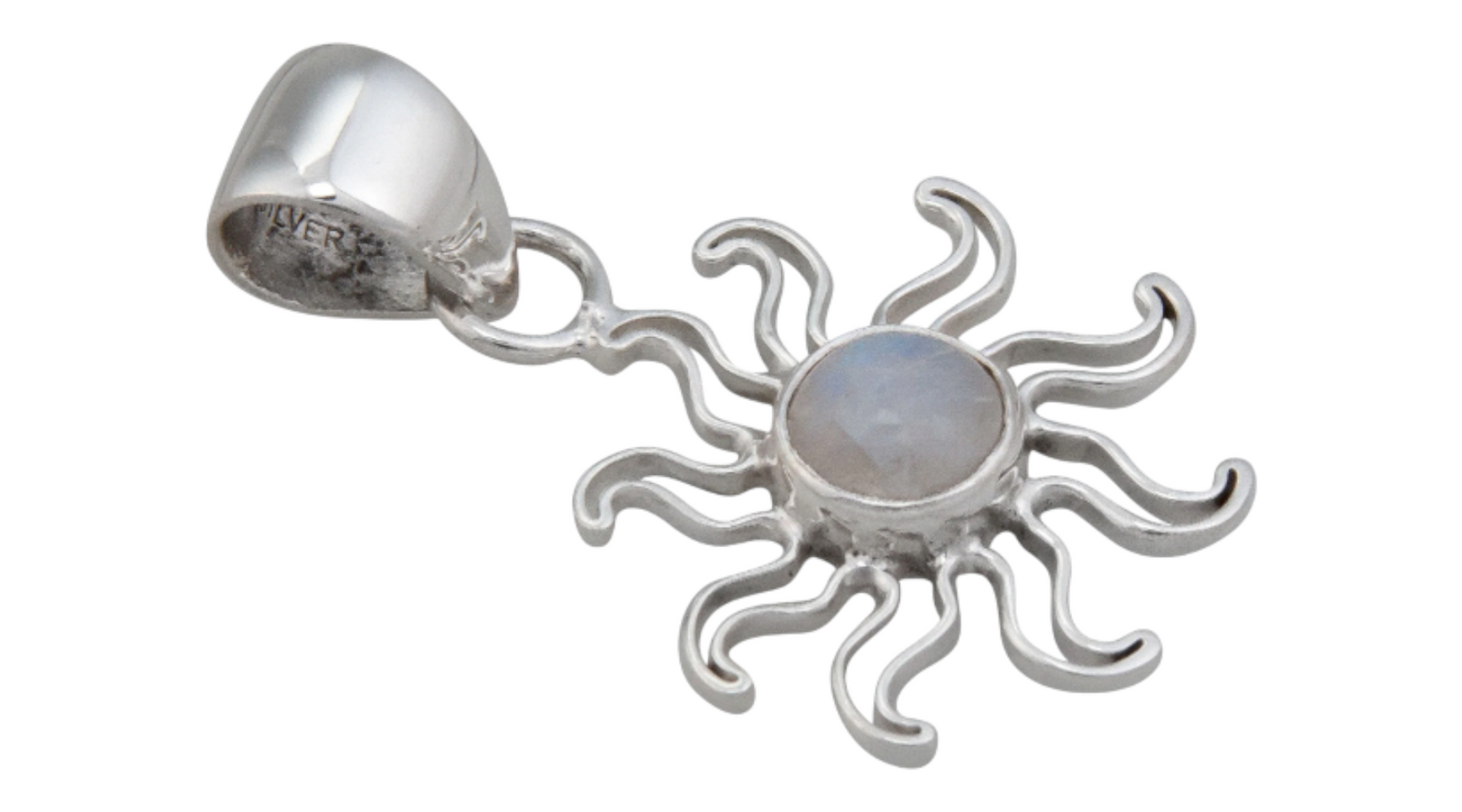 Sterling Silver Moonstone Sun Pendant