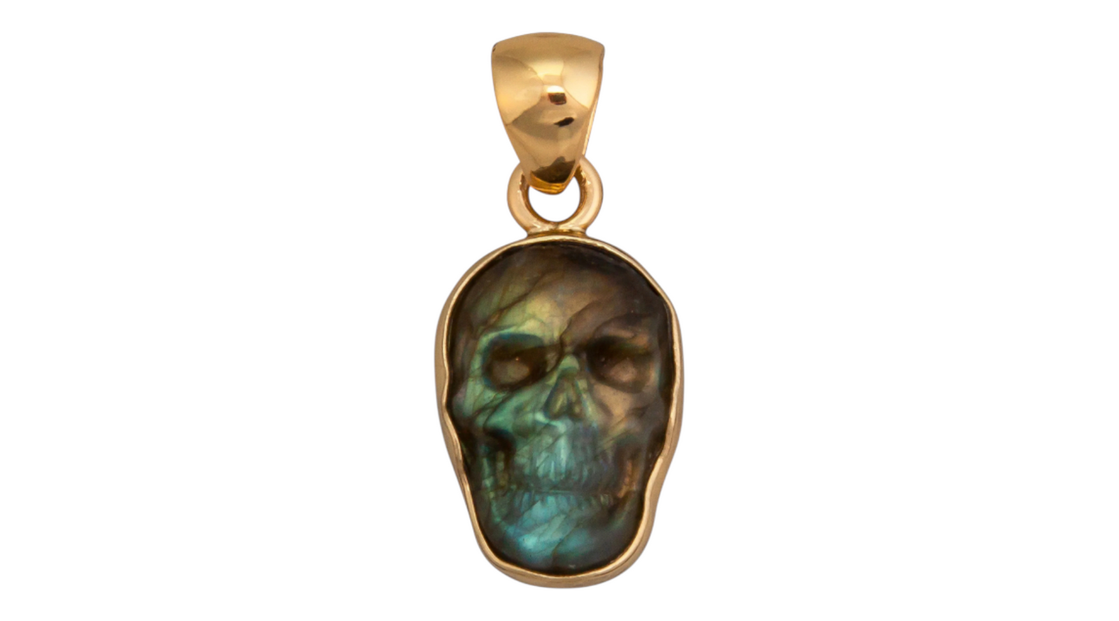 Alchemia Gold Labradorite (yellow flash) Skull Pendant