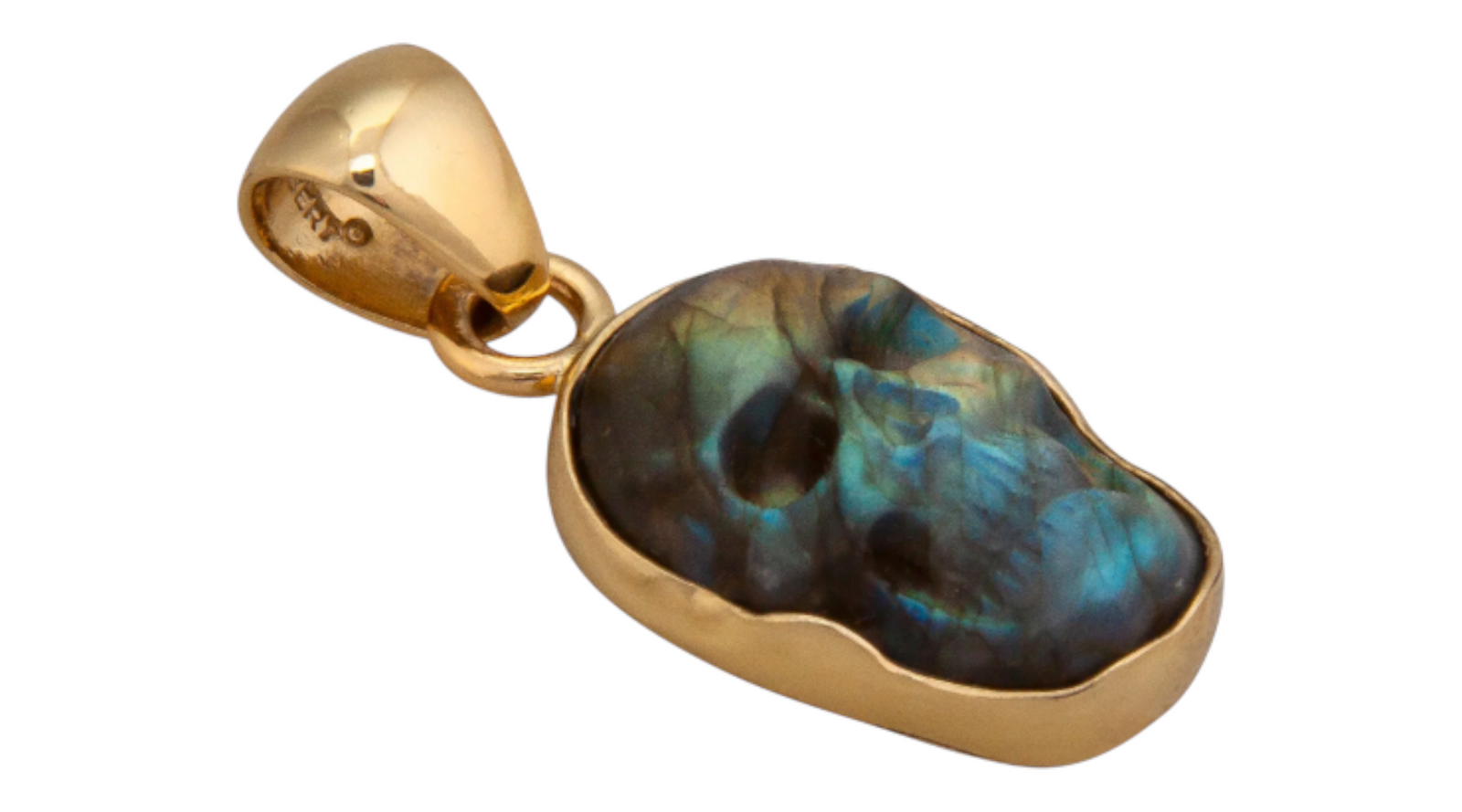 Alchemia Gold Labradorite (yellow flash) Skull Pendant
