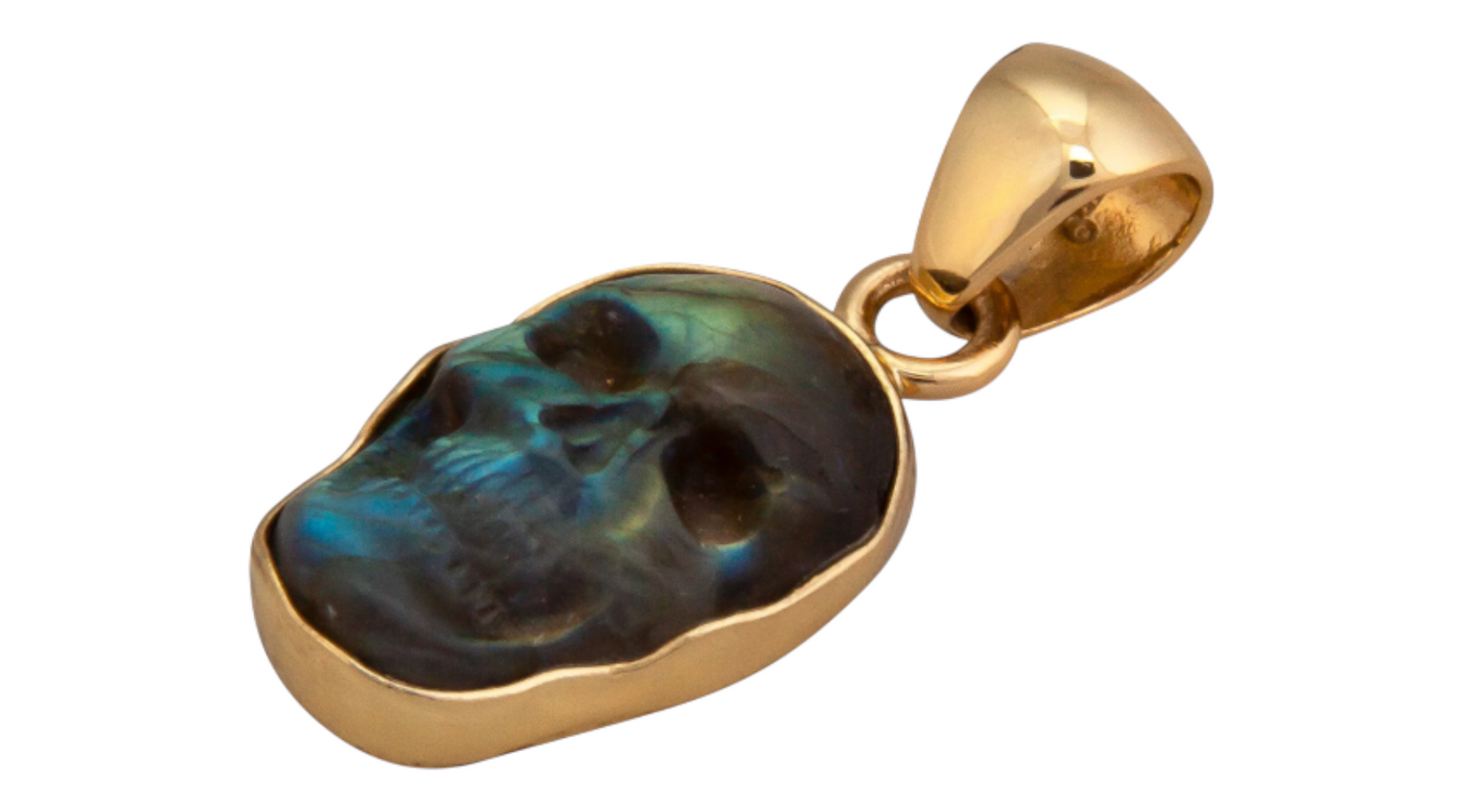 Alchemia Gold Labradorite (yellow flash) Skull Pendant