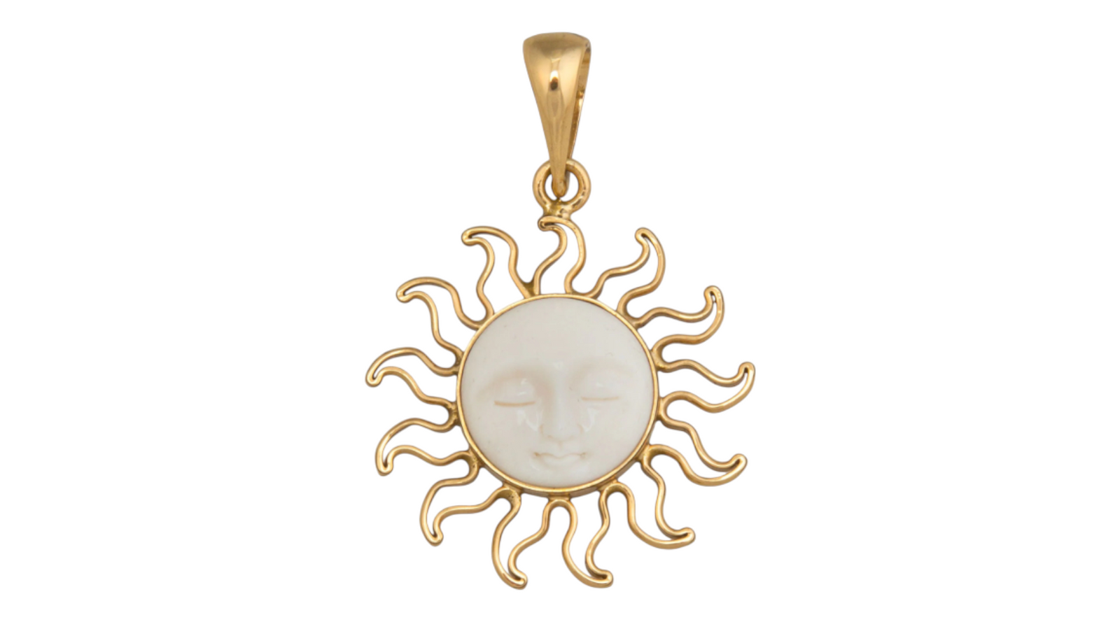 Alchemia Gold Carved (Cow) Bone Sun Pendant