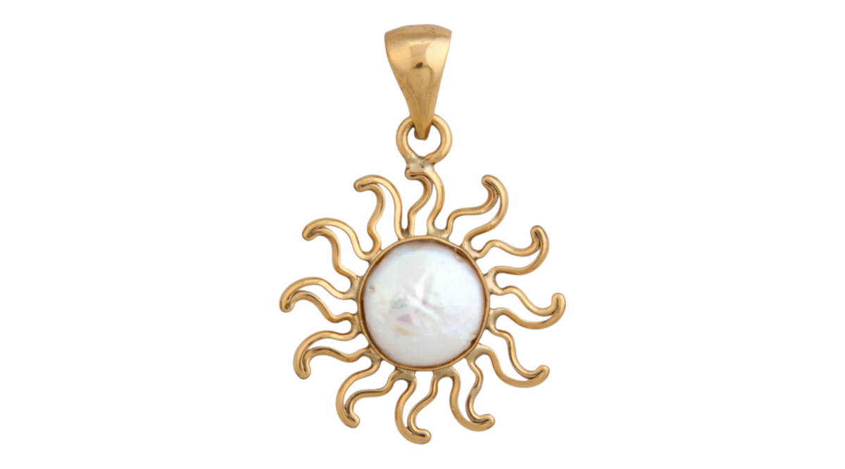 Alchemia Gold Carved (Cow) Bone Sun Pendant