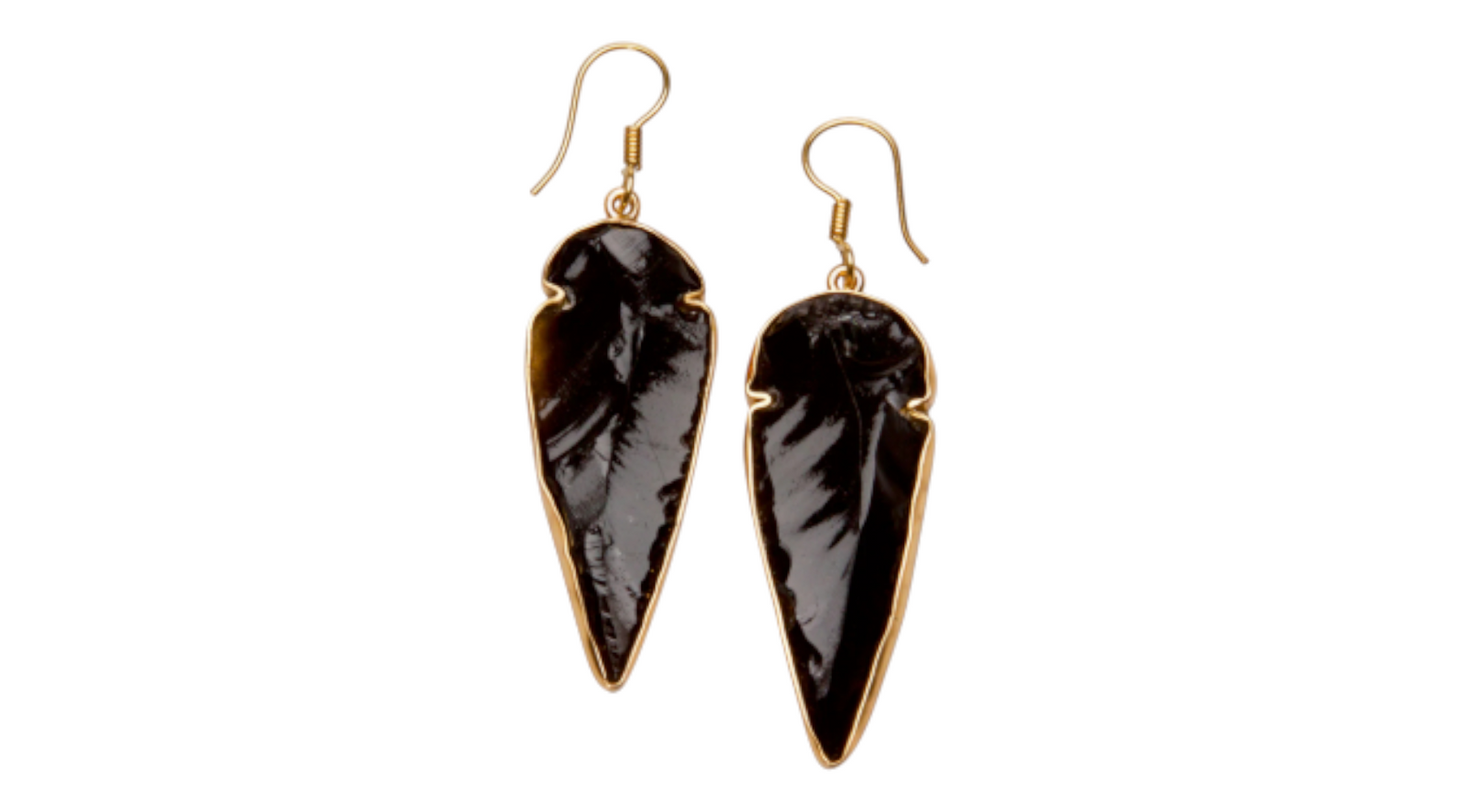 Obsidian Arrowhead Alchemia Gold Earrings